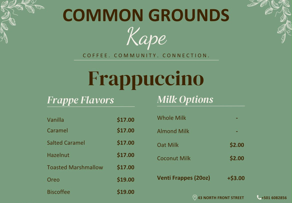 Frappuccino menu board