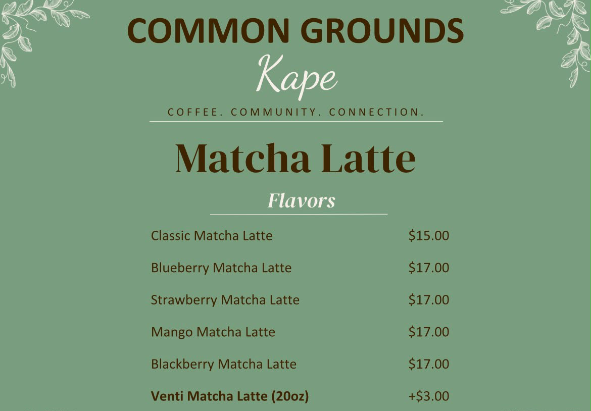 Matcha menu board